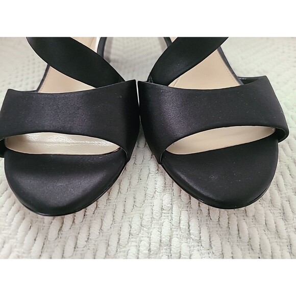 NWOB Imagine by Vince Camuto Jefre Black Satin Crossover Wedge Sandals  Sz 9/39 - Picture 3 of 7